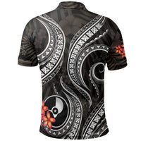 Yap Micronesian Polo Shirt Black Plumeria - Polynesian Pride