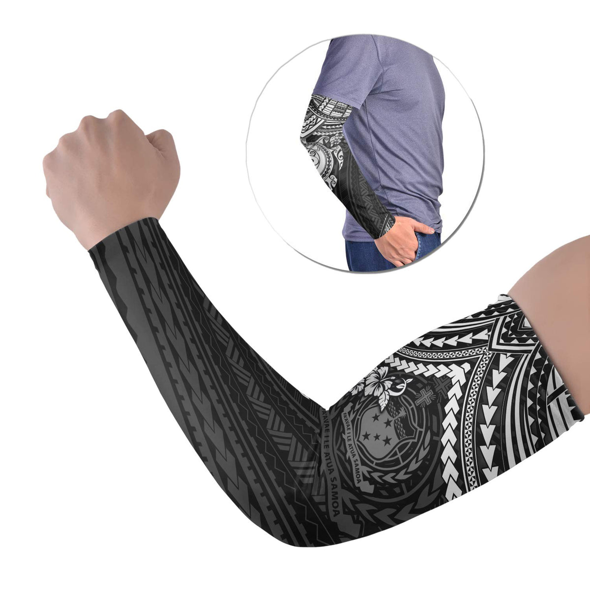 Samoa Arm Sleeve (Set of Two) - Polynesian Turtle Set of 2 White - Polynesian Pride