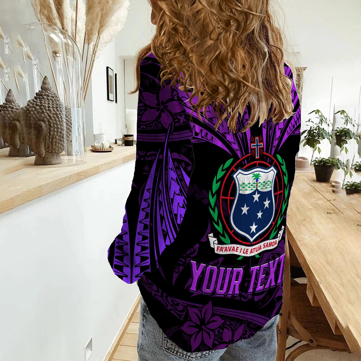 (Custom Personalised) Samoa Tatau Women Casual Shirt Purple Polynesian Ula Nifo LT13 - Polynesian Pride