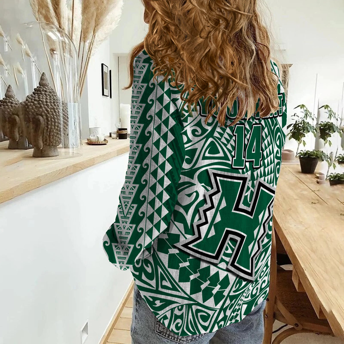 (Custom Text And Number) Hawaii Football Women Casual Shirt Rainbow Warriors Tribal Kakau LT14 - Polynesian Pride