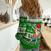 (Custom Personalised) Hawaii Mele Kalikimaka Women Causal Shirt Dabbing Santa Green Merry Christmas LT14 - Polynesian Pride