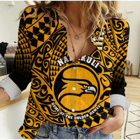 (Custom Text And Number) Hawaii Women Casual Shirt Nanakuli High and Intermediate School Tribal Kakau LT14 Female Gold - Polynesian Pride
