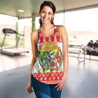 Custom Personalised Hawaii Christmas Women Racerback Tank Kanaka Polynesian Santa Claus Mele Kalikimaka LT14 - Polynesian Pride