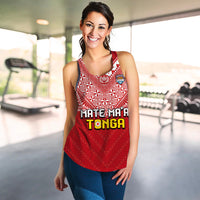 (Custom Personalised) Tonga Rugby MMT Women Racerback Tank Ngatu Mate Maa Tonga Special LT13 - Polynesian Pride