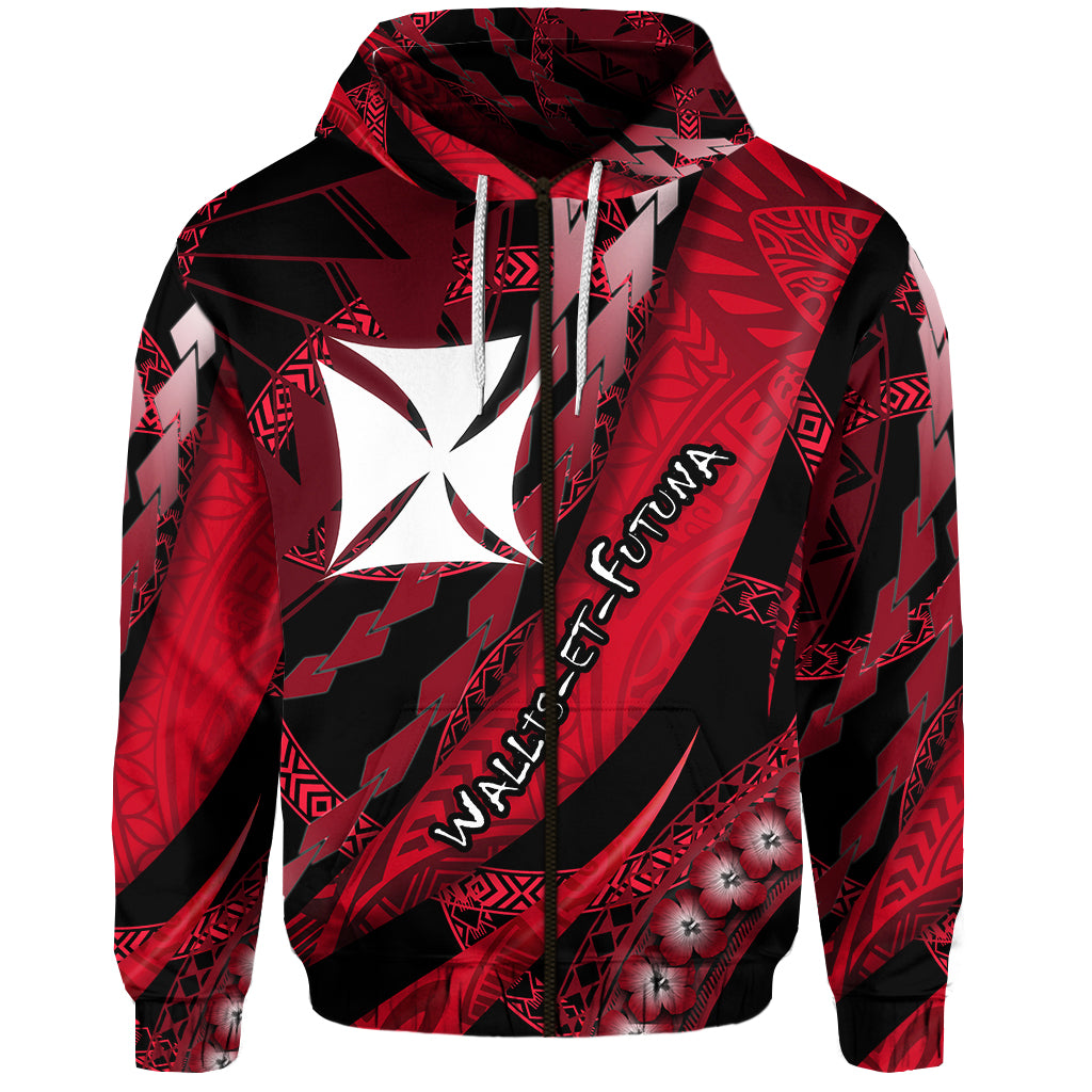 Custom Wallis et Futuna Hoodie Artsy Style Black LT9 Zip Hoodie Black - Polynesian Pride