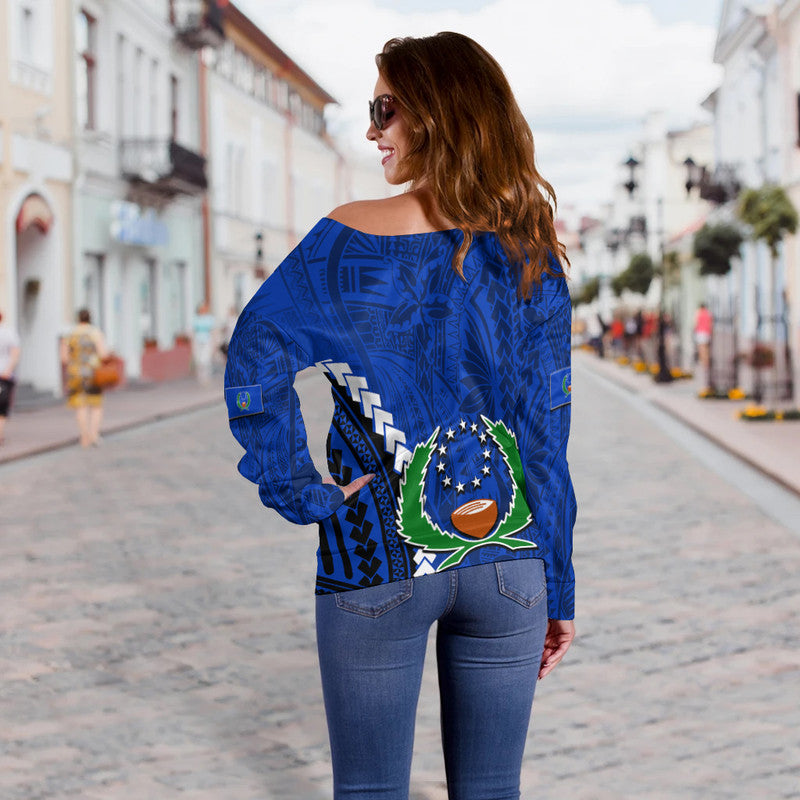 Pohnpei Women's Off Shoulder Sweater Polynesian Style LT6 - Polynesian Pride