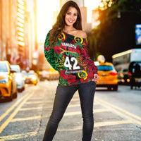 Vanuatu Yumi 42 Off Shoulder Sweater LT6 Women Black - Polynesian Pride