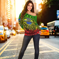 Micronesia Culture Day Women's Off Shoulder Sweater Chuuk And Pohnpei Reggae Style LT6 LT6 - Polynesian Pride