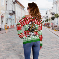 Hawaiian Santa Claus Warrior Women Off Shoulder Sweater Christmas LT6 - Polynesian Pride