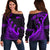 (Custom Personalised) New Zealand Rugby Maori Women Off Shoulder Sweater Silver Fern Koru Vibes - Purple LT8 - Polynesian Pride