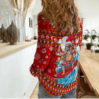 Hawaii Christmas Santas Surf Mele Kalikimaka Women Casual Shirt - LT2 - Polynesian Pride
