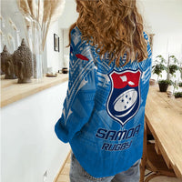Samoa Rugby Toa Samoa Blue Style Women Casual Shirt - LT2 - Polynesian Pride