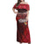 Tonga Polynesian Woman Off Shoulder Long Dress - Tonga Coat Of Arms With Lauhala Tribal Pattern Women Red - Polynesian Pride