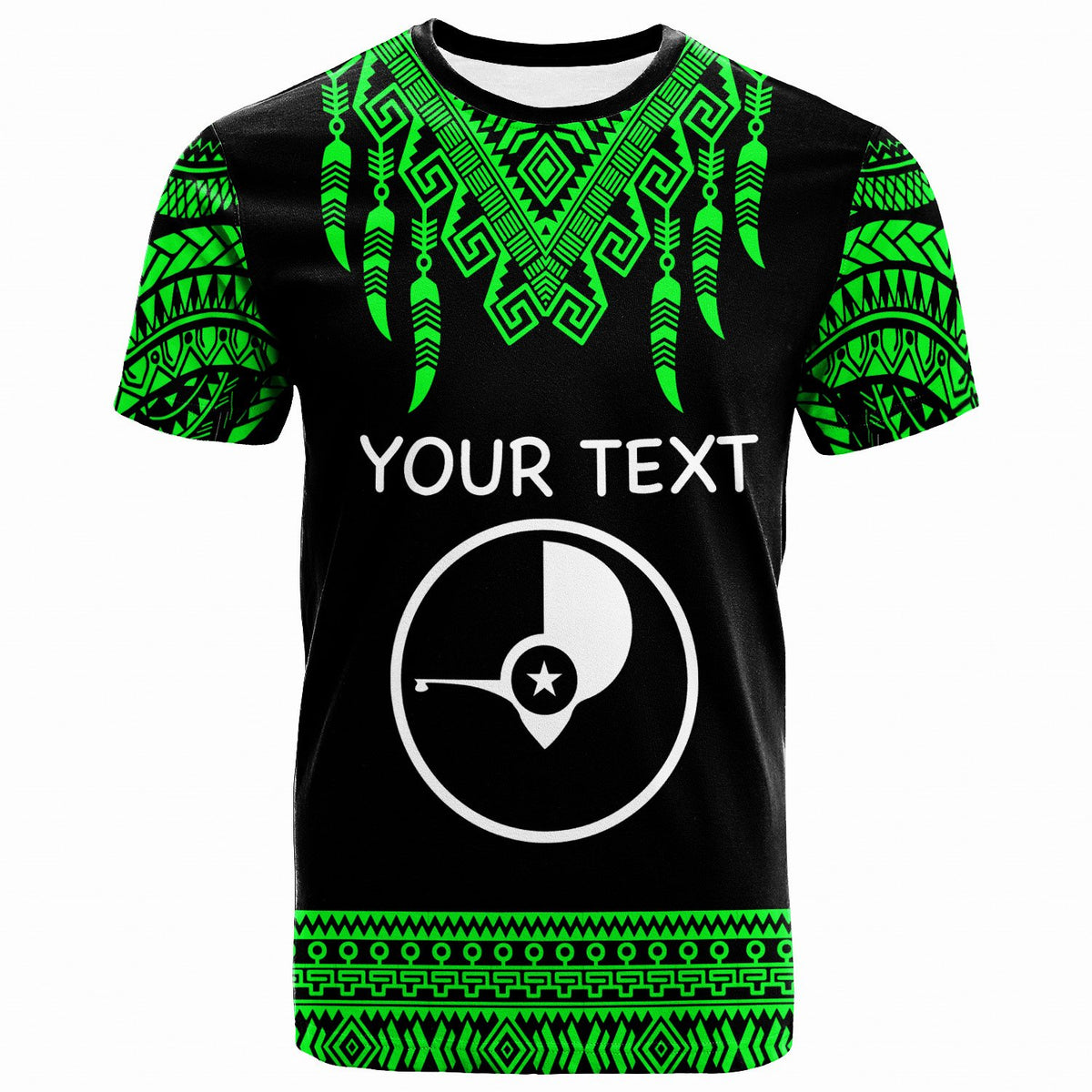 Yap Custom T Shirt Tooth Shaped Necklace Pattern Green Color Unisex Green - Polynesian Pride
