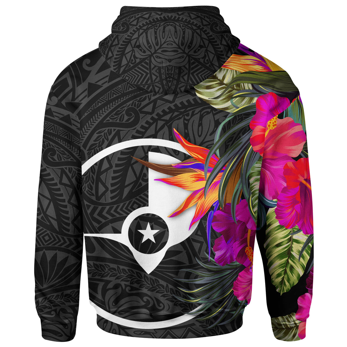 Yap Zip up Hoodie Hibiscus Polynesian Pattern - Polynesian Pride