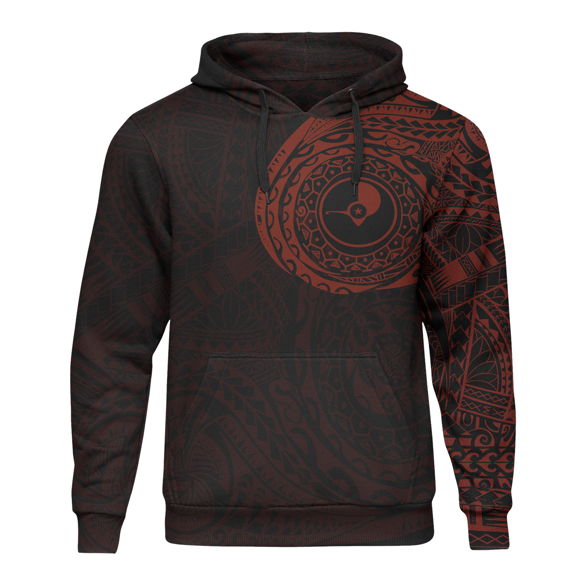 Micronesia All Over Print Hoodie Yap In My Heart Red Unisex Black - Polynesian Pride