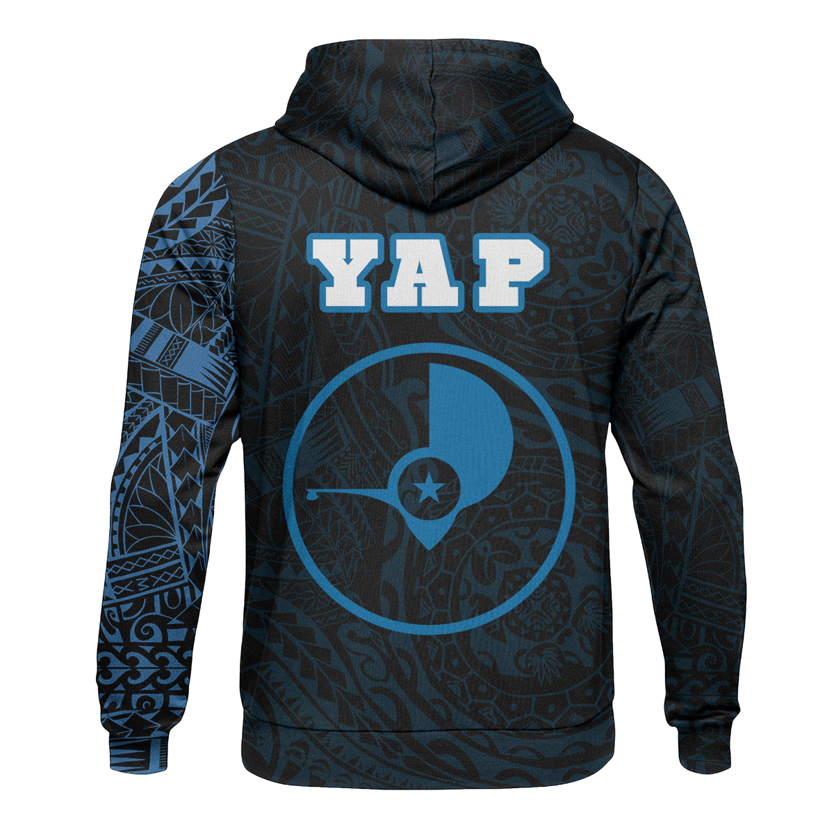 Micronesia All Over Print Hoodie Yap In My Heart Blue - Polynesian Pride
