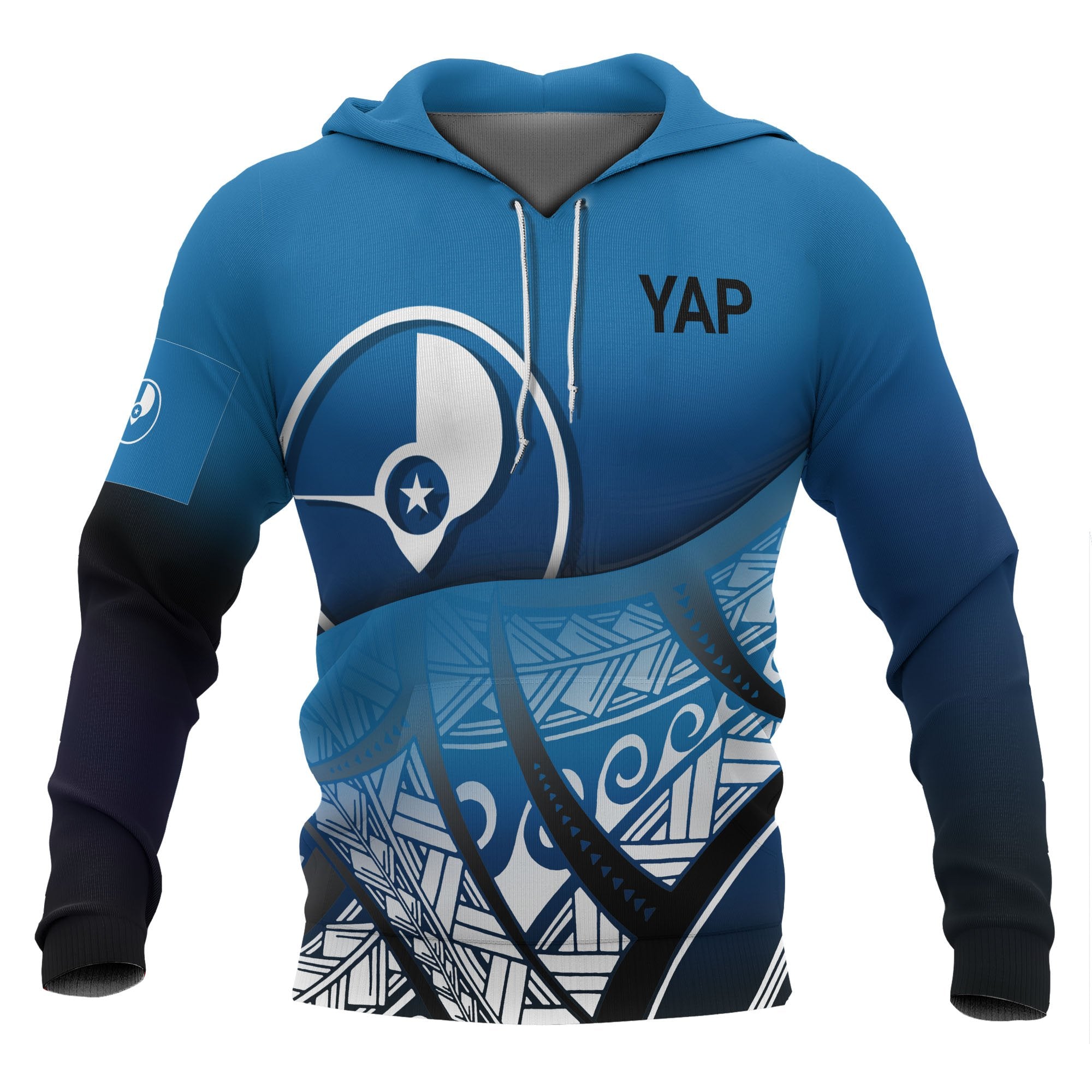 Yap Coat of rms Hoodie Polynesian Pattern Unisex Blue - Polynesian Pride