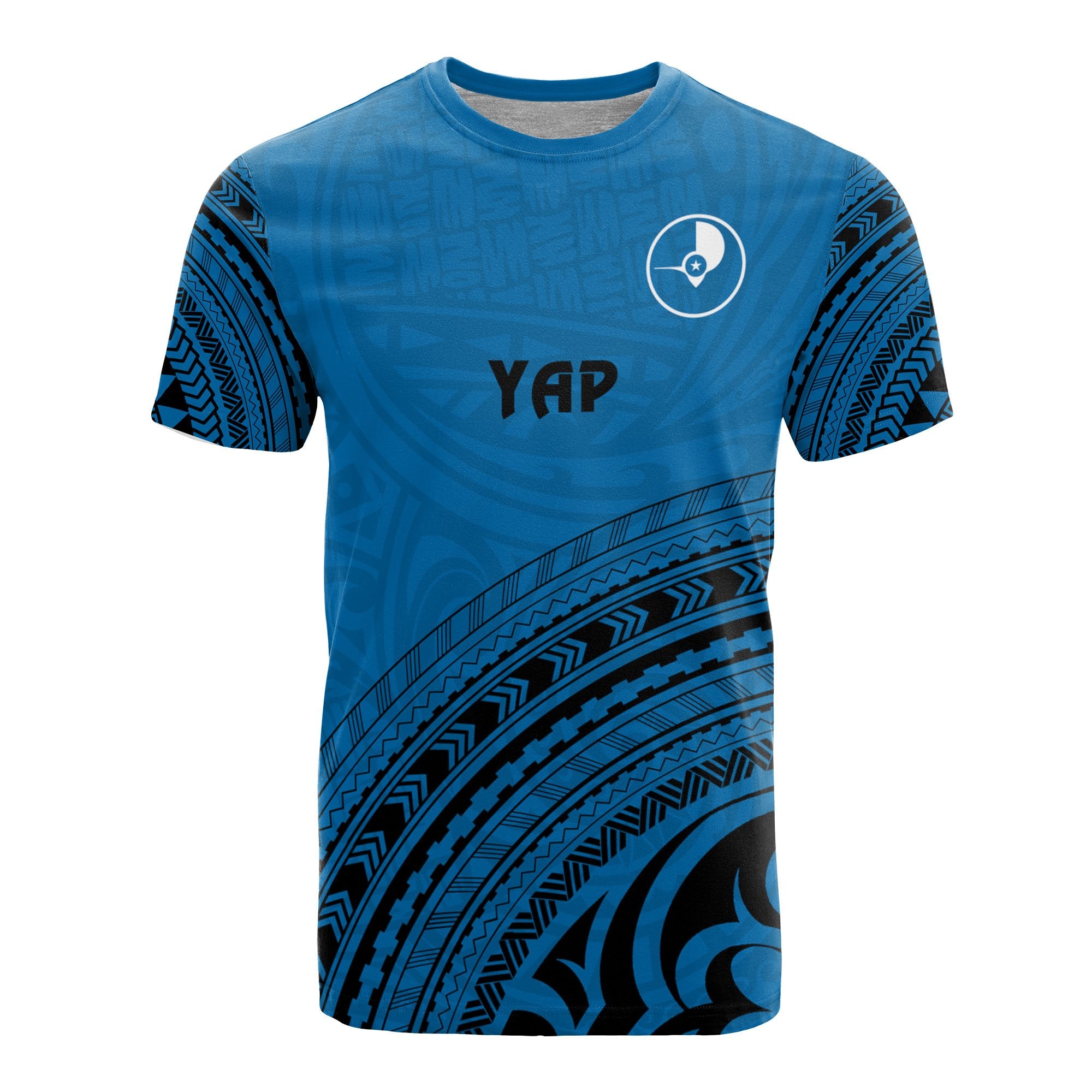 Yap All Over T Shirt Yap Flag Polynesian Tribal BLue Version Unisex Blue - Polynesian Pride