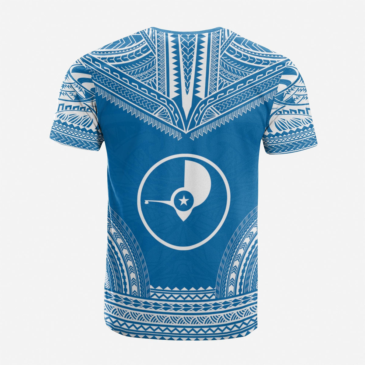 Yap Custom T Shirt Yap Flag Polynesian Chief Tattoo Blue Version Unisex Blue - Polynesian Pride