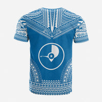 Yap Custom T Shirt Yap Flag Polynesian Chief Tattoo Blue Version Unisex Blue - Polynesian Pride