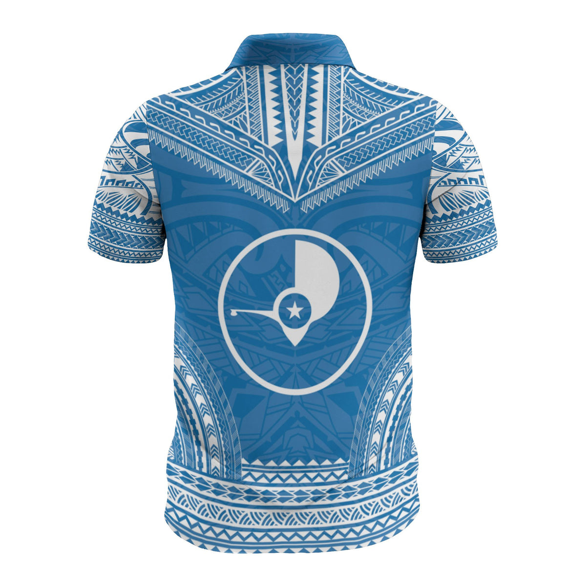 Yap Custom Polo Shirt Yap Flag Polynesian Chief Tattoo Blue Version - Polynesian Pride