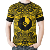 Yap T Shirt Yap Coat of Arms Polynesian Gold Black - Polynesian Pride