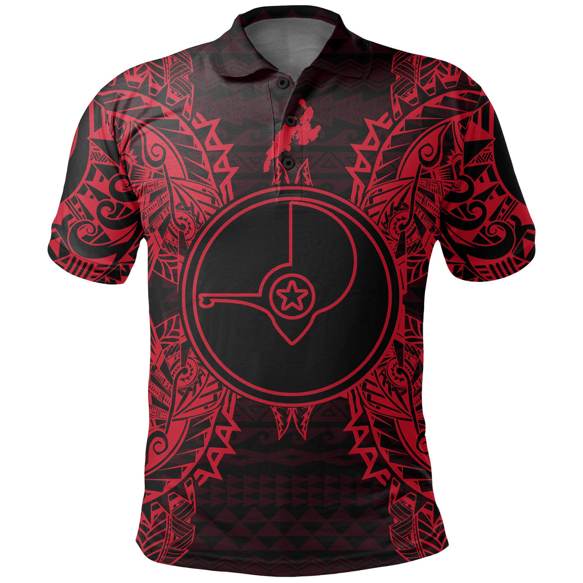 Yap Polo Shirt Yap Flag Map Polynesian Tattoo Red Unisex Red - Polynesian Pride