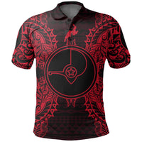 Yap Polo Shirt Yap Flag Map Polynesian Tattoo Red Unisex Red - Polynesian Pride