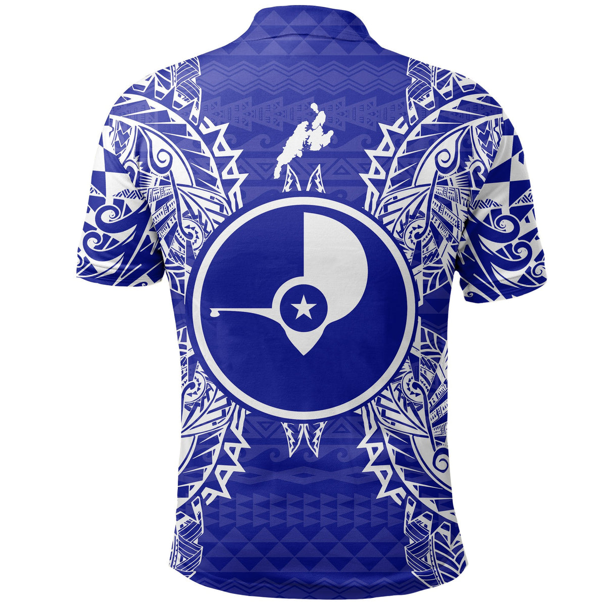 Yap Polo Shirt Yap Flag Map Polynesian Tattoo Blue - Polynesian Pride