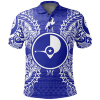 Yap Polo Shirt Yap Flag Map Polynesian Tattoo Blue Unisex Blue - Polynesian Pride
