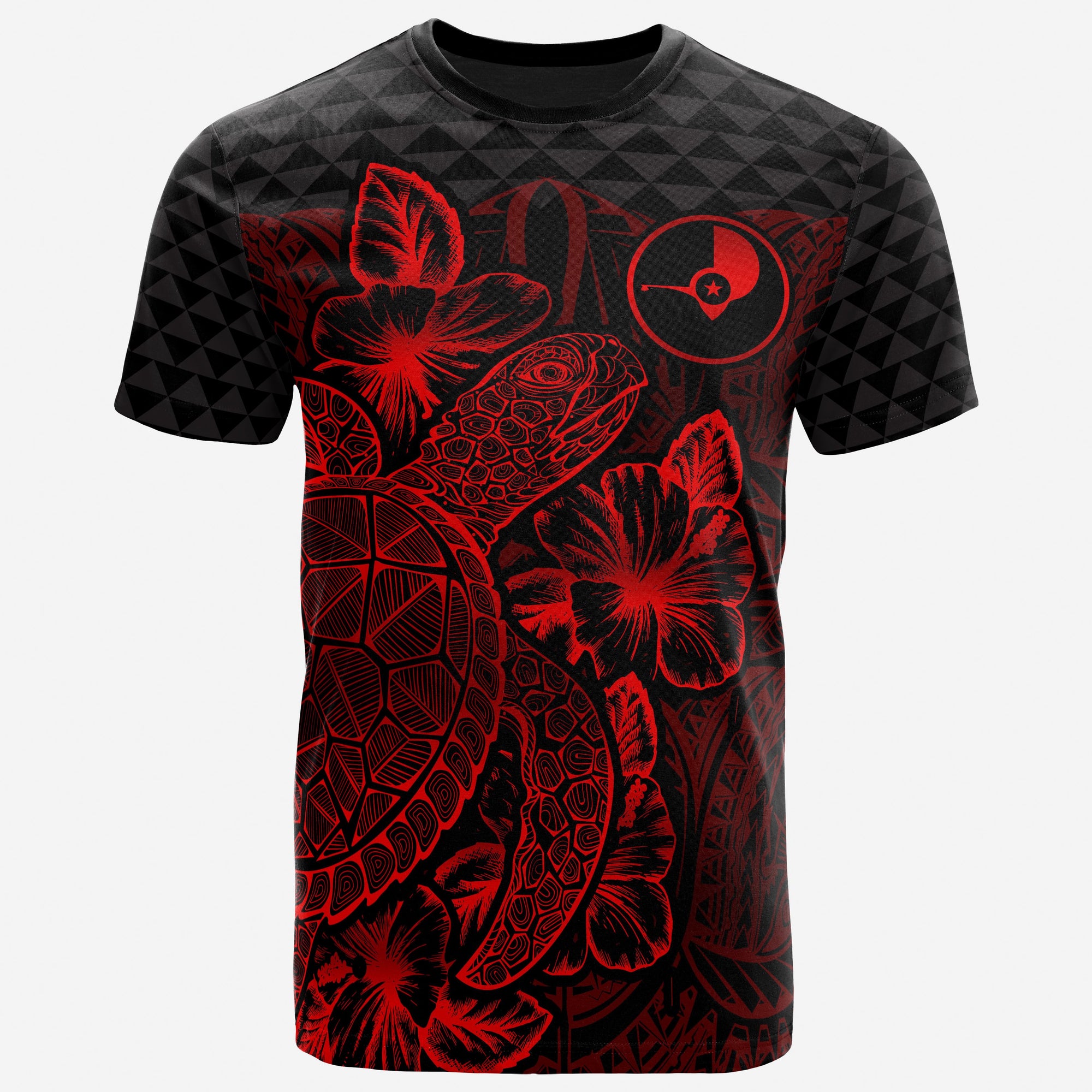 Yap T Shirt Yap Flag Turtle Hibiscus Red Unisex Red - Polynesian Pride
