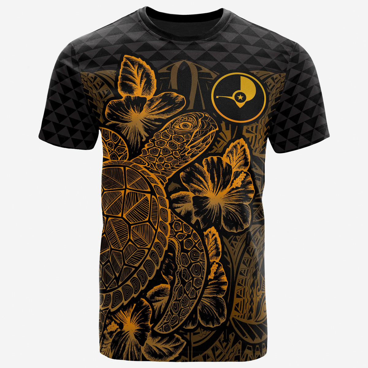 Yap T Shirt Yap Flag Turtle Hibiscus Gold Unisex Gold - Polynesian Pride