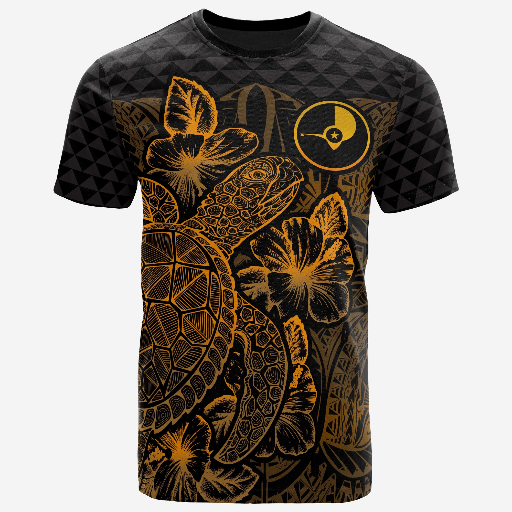 Yap T Shirt Yap Flag Turtle Hibiscus Gold Unisex Gold - Polynesian Pride