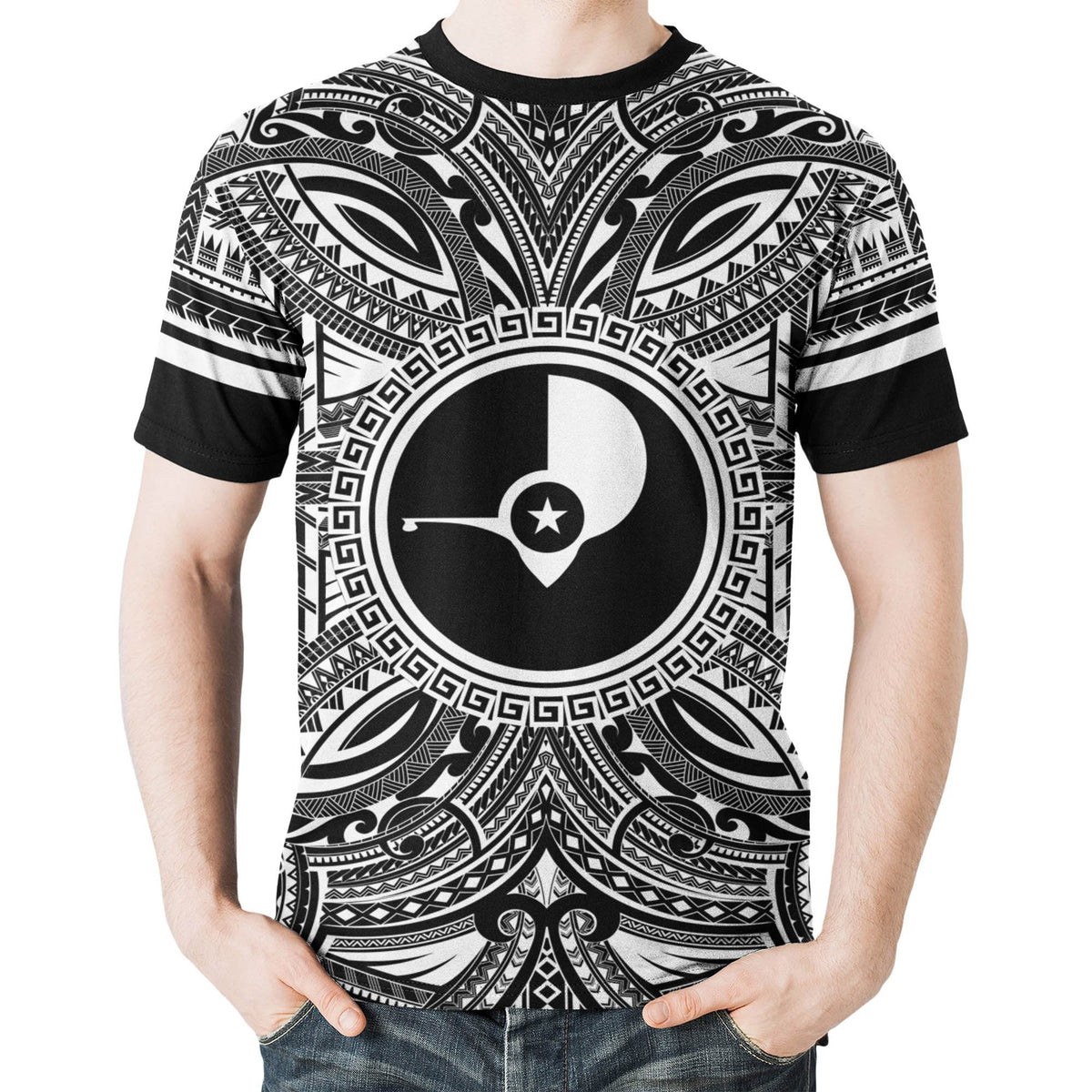 Yap T Shirt Yap Coat of Arms Polynesian White Black - Polynesian Pride