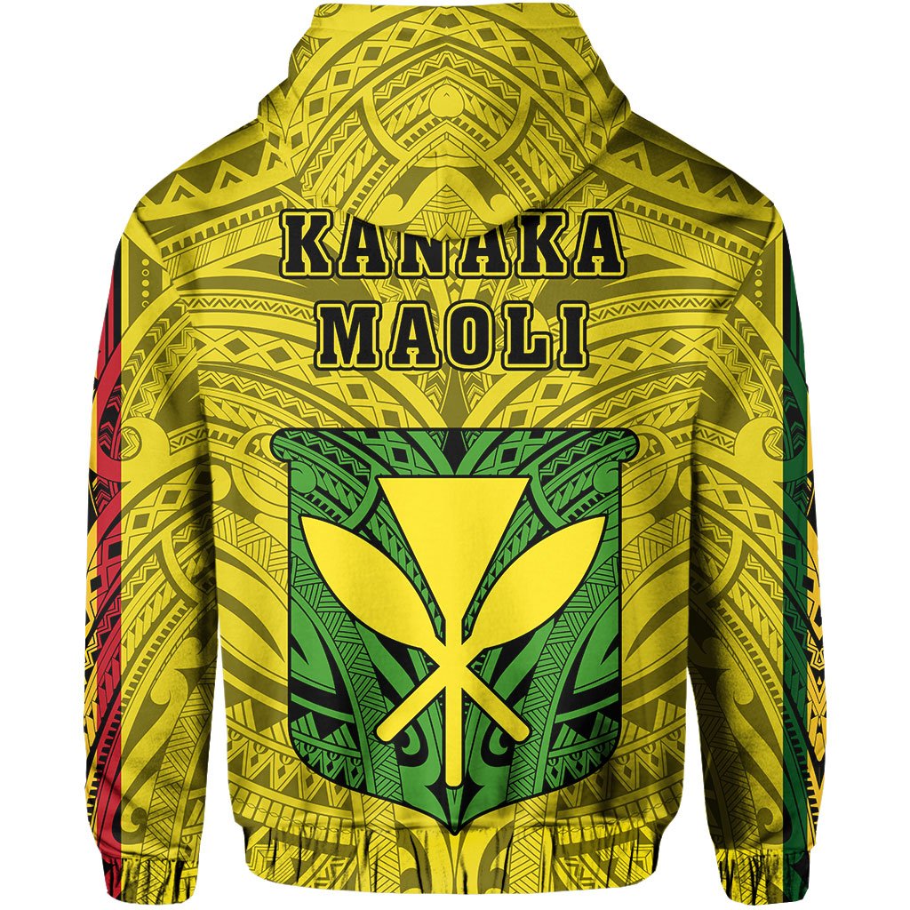 Polynesian Kanaka Flag Kanaka Maoli Hawaii Zip Hoodie Yellow - Polynesian Pride