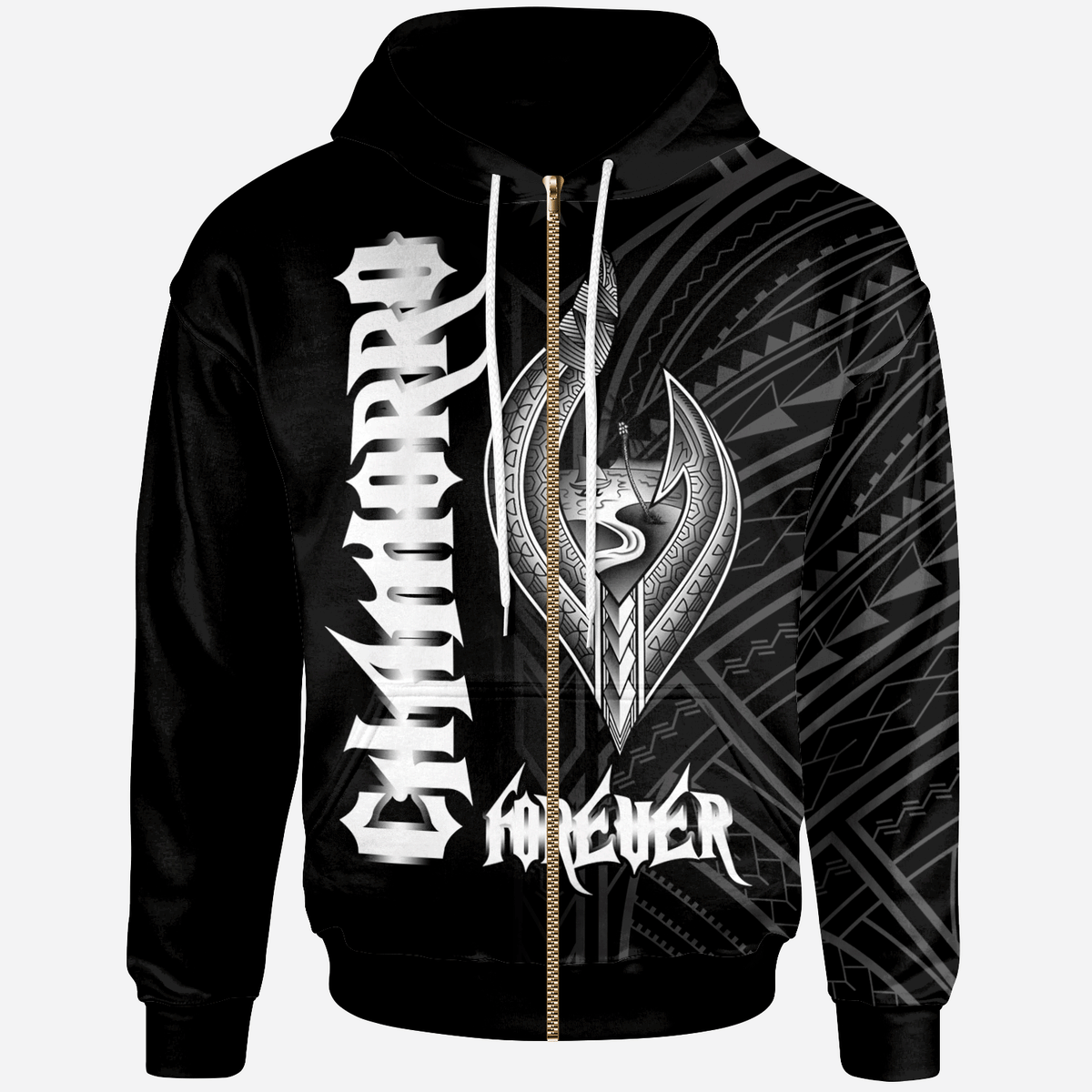 Guam Zip Hoodie Chamorro Forever Unisex Black - Polynesian Pride