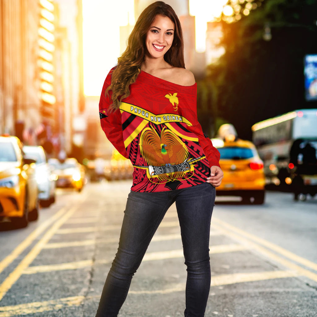 Papua New Guinea Off Shoulder Sweater the One and Only LT13 - Polynesian Pride