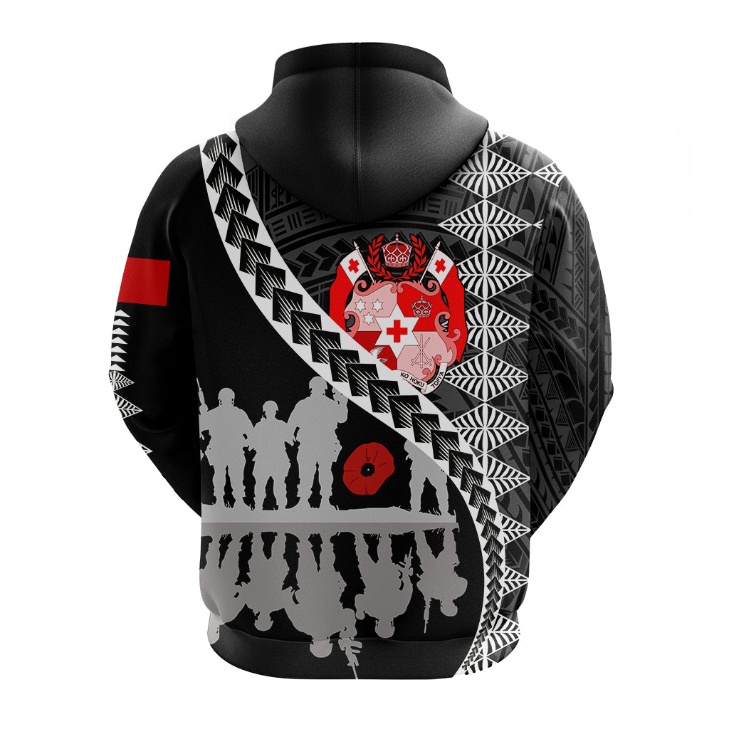 Tonga ANZAC Day Black & White Hoodie Lest We Forget LT7 - Polynesian Pride