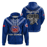 Custom Toa Samoa Rugby Hoodie Samoan Warrior Pride LT12 Hoodie Blue - Polynesian Pride