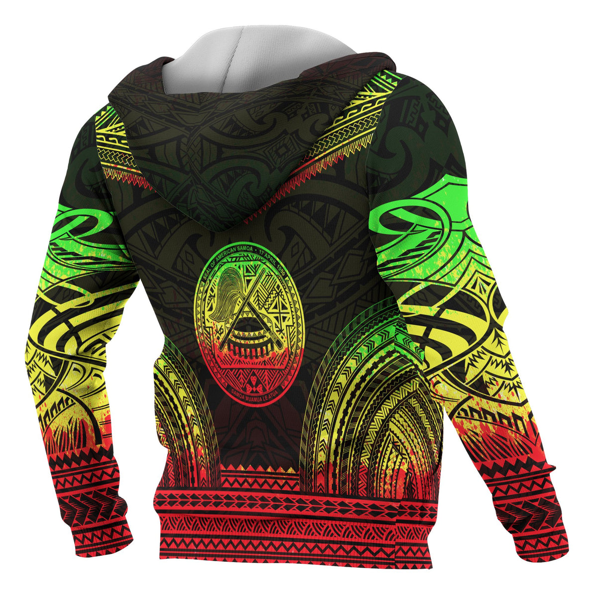American Samoa Polynesian Chief Custom Zip up Hoodie Reggae Version - Polynesian Pride