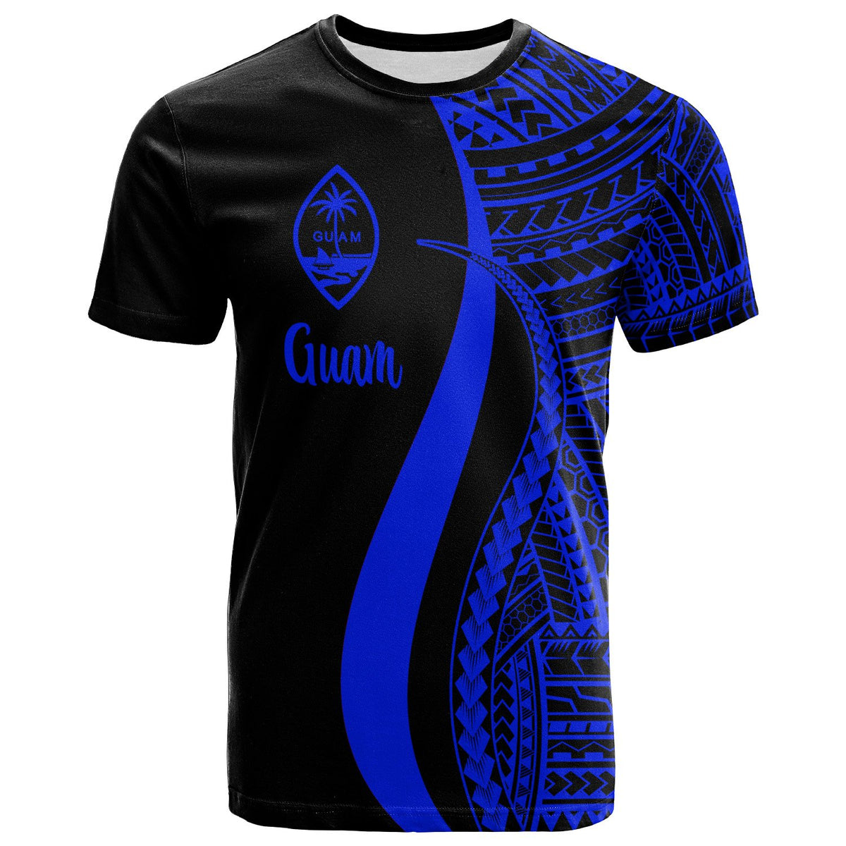 Guam T Shirt Blue Polynesian Tentacle Tribal Pattern Unisex Blue - Polynesian Pride