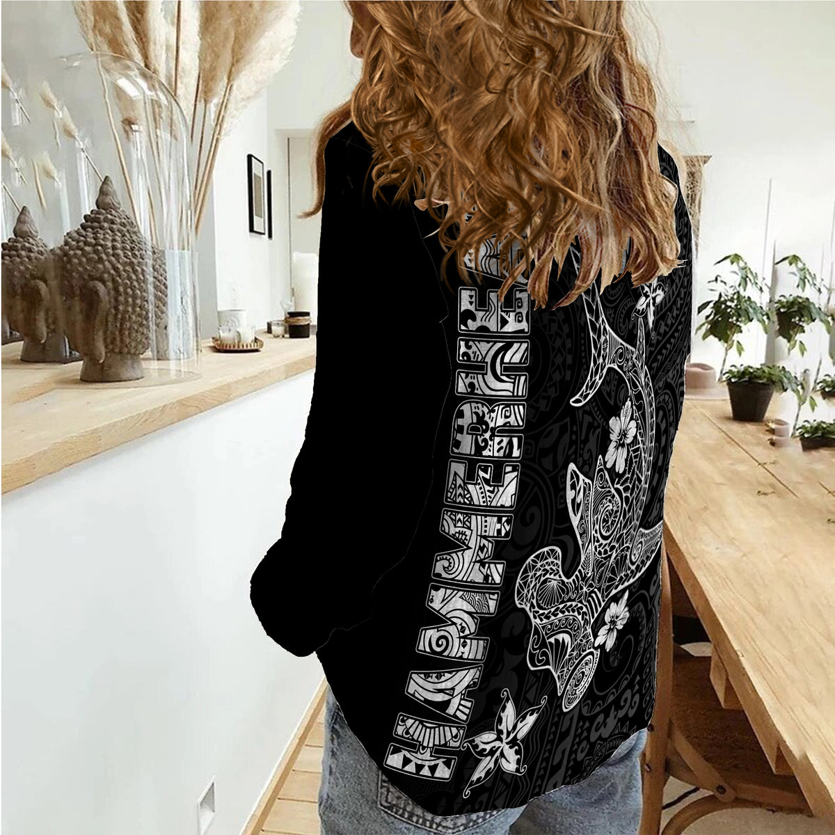 Hawaii Hammerhead Shark Hibiscus Hawaii Pattern Women Casual Shirt - LT2 - Polynesian Pride