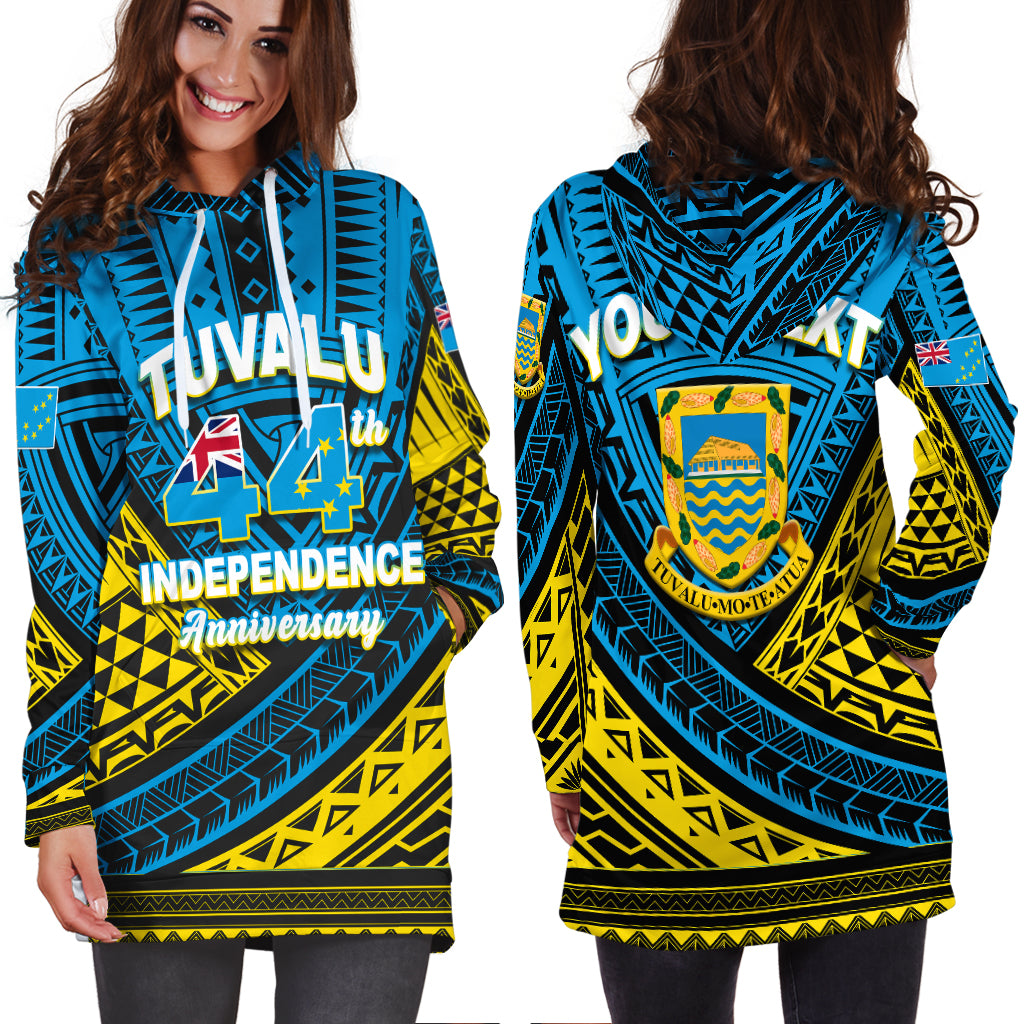 (Custom Personalised)Tuvalu Hoodie Dress 44th Independence Anniversary - Tribal Pattern - LT12 - Polynesian Pride