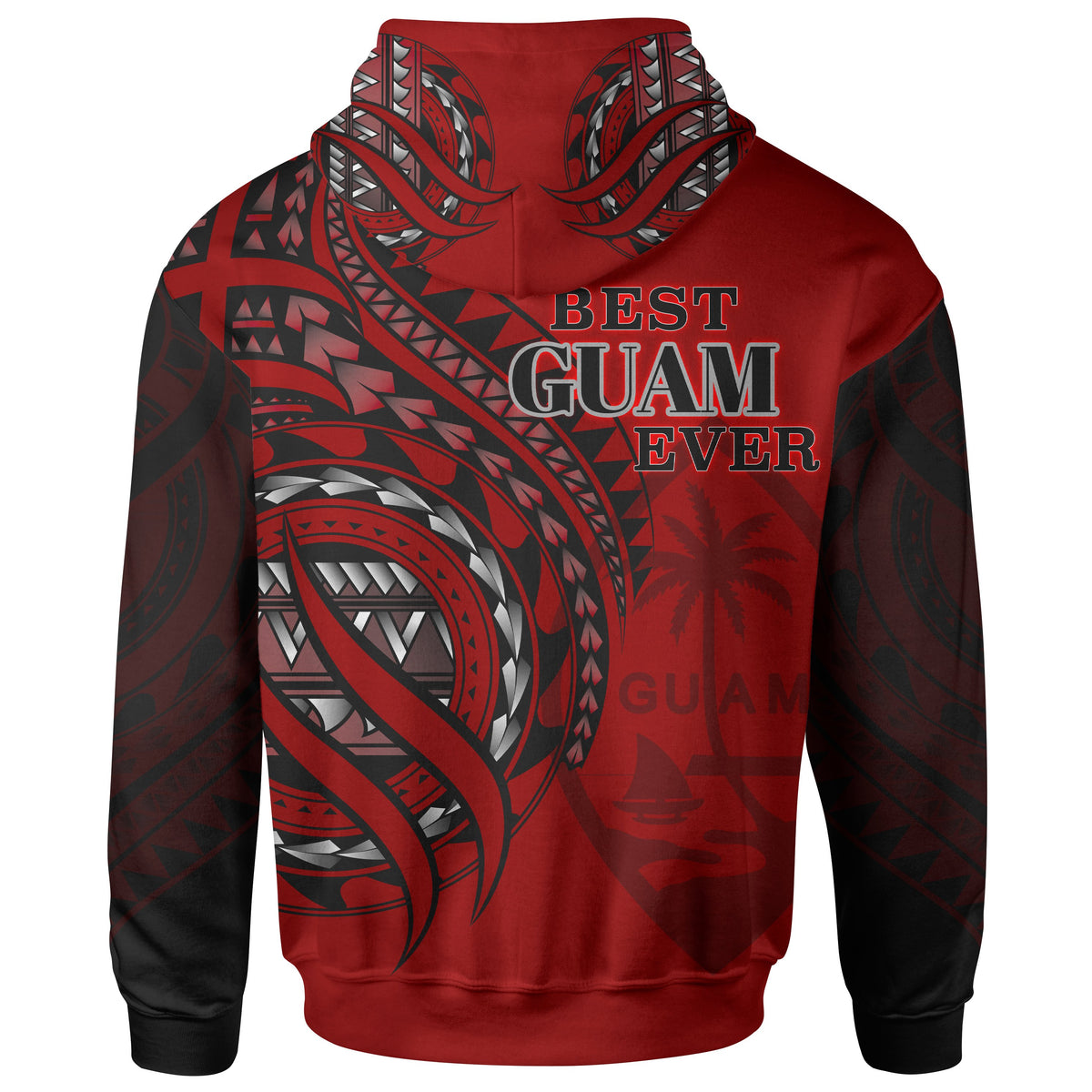 Guam Zip Hoodie Red Polynesian Patterns Best Guam Ever - Polynesian Pride