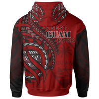Guam Zip Hoodie Red Polynesian Patterns Best Guam Ever - Polynesian Pride