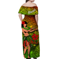 Hawaii Hula Girl Reggae Off Shoulder Long Dress - LT2 - Polynesian Pride