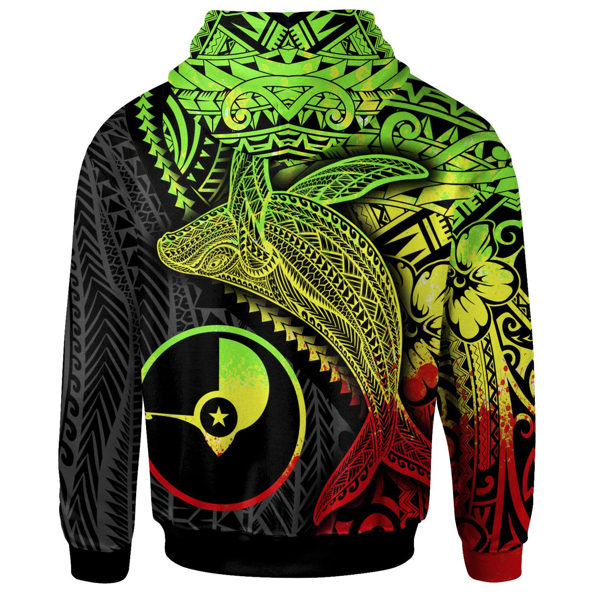 Yap Zip up Hoodie Humpback Whale & Coat of Arms Reggae - Polynesian Pride