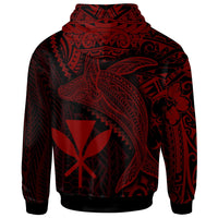 Hawaii Kanaka Maoli Zip up Hoodie Humpback Whale & Coat of Arms Red - Polynesian Pride