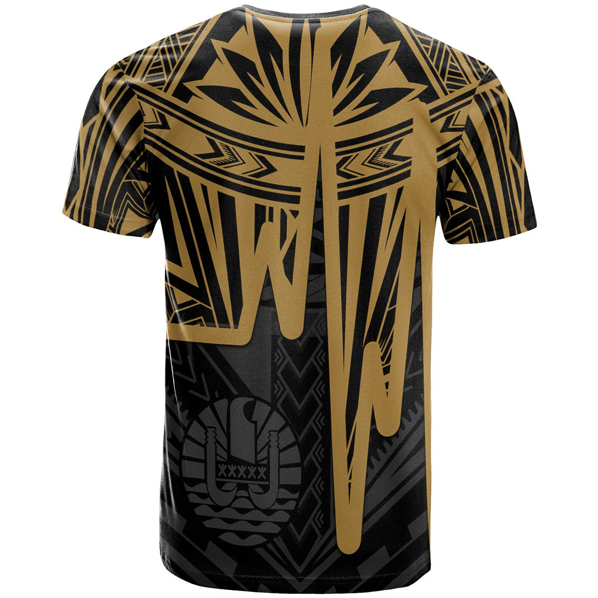 Tahiti T Shirt Tahiti Seal In Heartbeat Patterns Style (Gold) - Polynesian Pride